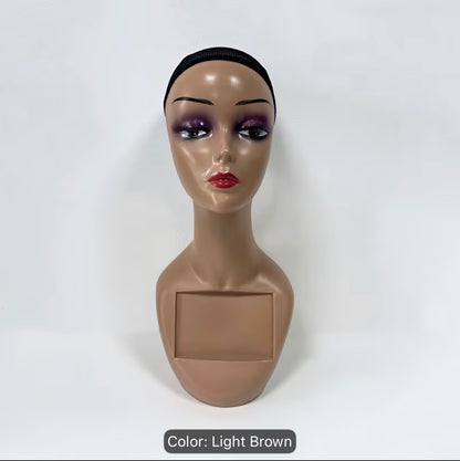 Female Mannequin Head Manikin with Shoulder Bust for Wig display.