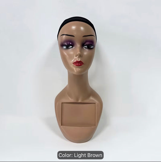 Female Mannequin Head Manikin with Shoulder Bust for Wig display.