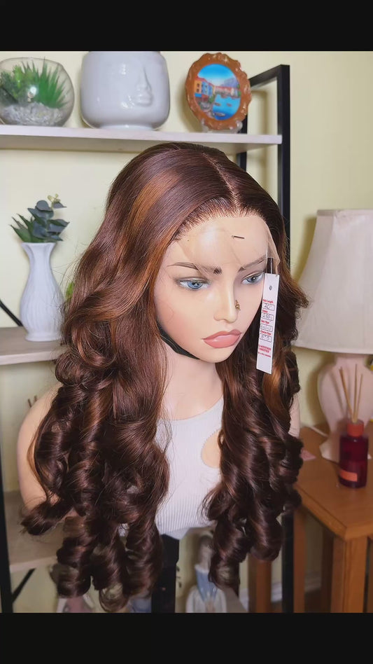 22inc Highlights wavy Curls Paired with 5*5 Closure