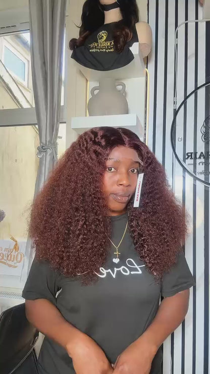18inc  5x5 Bora Curls Brownie Wig